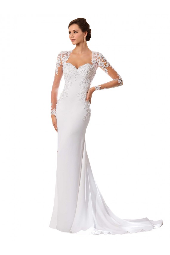 Blanc Fourreau Mousseline Dentelle Robes de mariée Prix Réduit