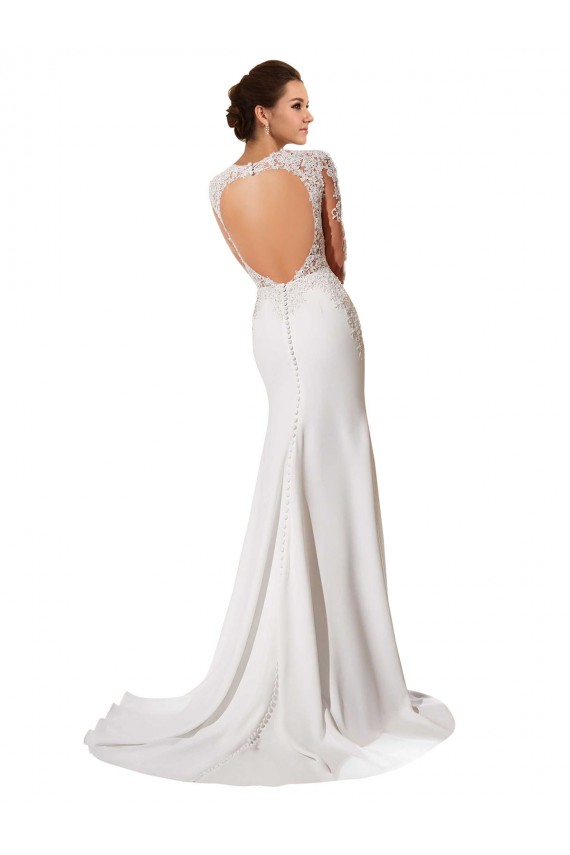 Blanc Fourreau Mousseline Dentelle Robes de mariée Prix Réduit