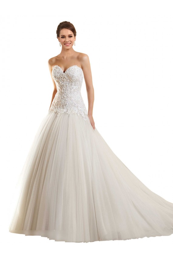 Blanc Princesse Tulle Dentelle Robes de mariée Prix Réduit