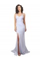 Blanc Sirène Bretelles spaghetti Col Haut Crêpe Stretch Simple Plage Robes de mariée Prix Réduit