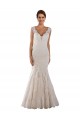 Blanc Sirène Col V Dentelle Robes de mariée Prix Réduit