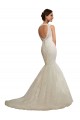 Blanc Sirène Col V Tulle Dentelle Robes de mariée Prix Réduit