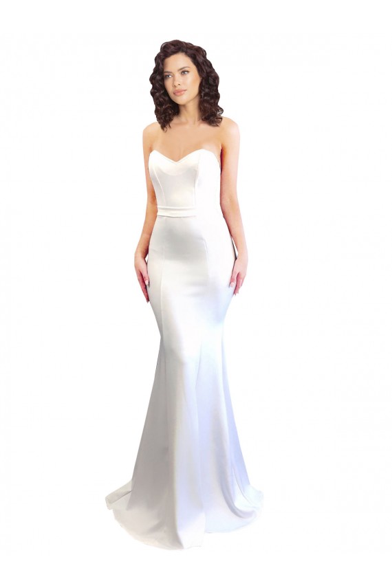 Blanc Sirène Sans bretelle Col Haut Crêpe Stretch Longue Formelles Robes demoiselle d'honneur / Robes de soirée / Robes de bal Prix Réduit