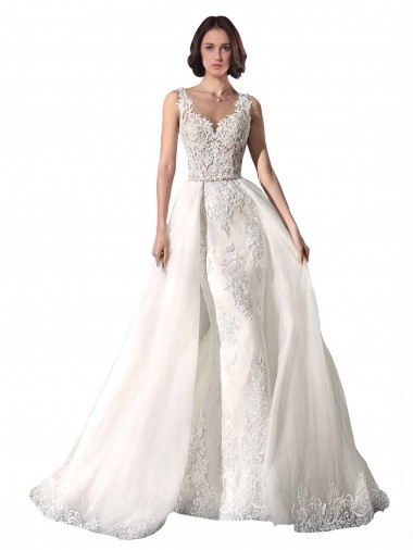 Blanc Sirène Tulle Dentelle Robes de mariée Prix Réduit