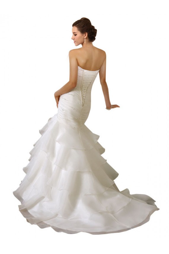 Blanc Sirène Tulle Robes de mariée Prix Réduit