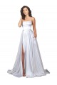 Blanc Trapèze Bretelles spaghetti Satiné Stretch Simple Plage Robes de mariée Prix Réduit