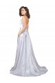 Blanc Trapèze Bretelles spaghetti Satiné Stretch Simple Plage Robes de mariée Prix Réduit