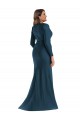 Bleu Atlantic Sirène Col V Satiné Soyeux Longue Formelles Robes demoiselle d'honneur / Robes de soirée / Robes de bal Prix Réduit