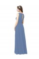 Bleu Windsor Fourreau Illusion Mousseline Longue Robes demoiselle d'honneur Prix Réduit