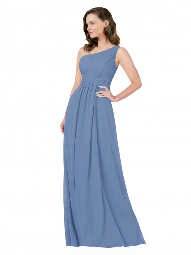 Bleu Windsor Fourreau Mousseline Longue Robes demoiselle d'honneur Prix Réduit