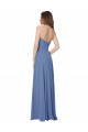 Bleu Windsor Trapèze Sans bretelle Mousseline Longue Robes demoiselle d'honneur Prix Réduit