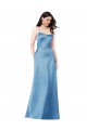 Bleu ciel Fourreau Bretelles spaghetti Col Carré Satiné Longue Formelles Robes demoiselle d'honneur / Robes de soirée / Robes de bal Prix Réduit