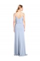 Bleu ciel clair Fourreau Col Haut Crêpe Stretch Longue Formelles Robes demoiselle d'honneur / Robes de soirée / Robes de bal Prix Réduit