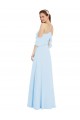 Bleu ciel clair Trapèze Licou Mousseline Longue Robes demoiselle d'honneur Prix Réduit
