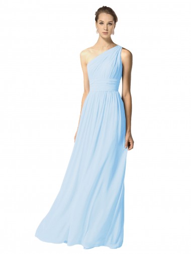 Bleu ciel clair Trapèze Mousseline Longue Robes demoiselle d'honneur Prix Réduit