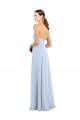 Bleu ciel clair Trapèze Sans bretelle Mousseline Longue Robes demoiselle d'honneur Prix Réduit