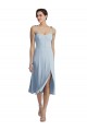 Bleu ciel clair Trapèze midi Crêpe Stretch Courte Robes demoiselle d'honneur / Robes de bal / Robes de cocktail Prix Réduit