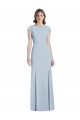 Bleu ciel clair Trompette Bateau Crêpe Stretch Longue Robes demoiselle d'honneur / Robes de bal Prix Réduit