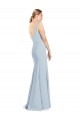Bleu ciel clair Trompette Col V Crêpe Stretch Longue Robes demoiselle d'honneur / Robes de bal Prix Réduit