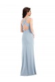 Bleu ciel clair Trompette Col V Crêpe Stretch Longue Robes demoiselle d'honneur / Robes de bal Prix Réduit