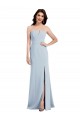 Bleu ciel clair Trompette Col V Sans bretelle Crêpe Stretch Longue Robes demoiselle d'honneur / Robes de bal Prix Réduit