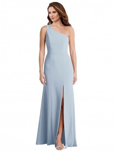 Bleu ciel clair Trompette Crêpe Stretch Longue Formelles Robes demoiselle d'honneur / Robes de soirée / Robes de bal Prix Réduit