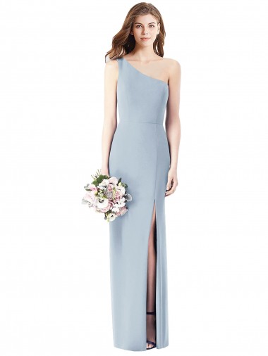 Bleu ciel clair Trompette Crêpe Stretch Longue Robes demoiselle d'honneur / Robes de bal Prix Réduit