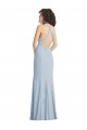 Bleu ciel clair Trompette Licou Col Haut Crêpe Stretch Longue Formelles Robes demoiselle d'honneur / Robes de soirée / Robes de bal Prix Réduit
