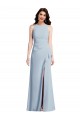 Bleu ciel clair Trompette Licou Crêpe Stretch Longue Robes demoiselle d'honneur / Robes de bal Prix Réduit