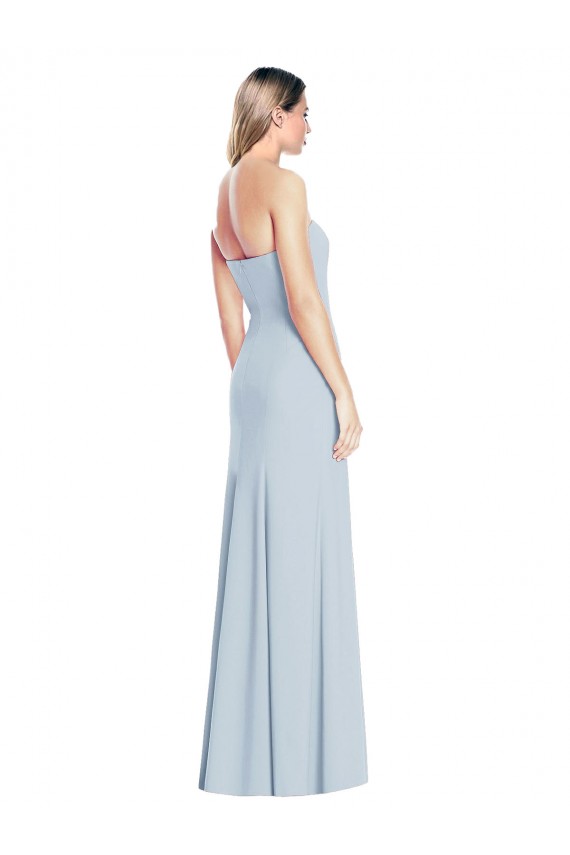 Bleu ciel clair Trompette Sans bretelle Crêpe Stretch Longue Robes demoiselle d'honneur / Robes de bal Prix Réduit