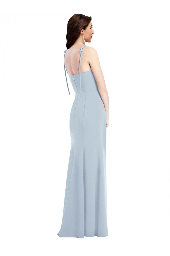 Bleu ciel clair Trompette Sans bretelle Crêpe Stretch Longue Robes demoiselle d'honneur / Robes de bal Prix Réduit