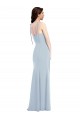 Bleu ciel clair Trompette Sans bretelle Crêpe Stretch Longue Robes demoiselle d'honneur / Robes de bal Prix Réduit