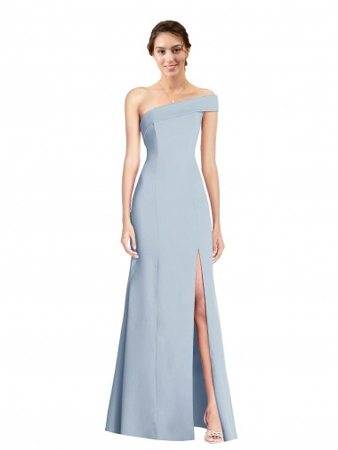 Bleu ciel clair Trompette Épaule Dénudée Crêpe Stretch Longue Formelles Robes demoiselle d'honneur / Robes de soirée / Robes de bal Prix Réduit