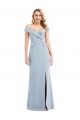 Bleu ciel clair Trompette Épaule Dénudée Crêpe Stretch Longue Robes demoiselle d'honneur / Robes de bal Prix Réduit