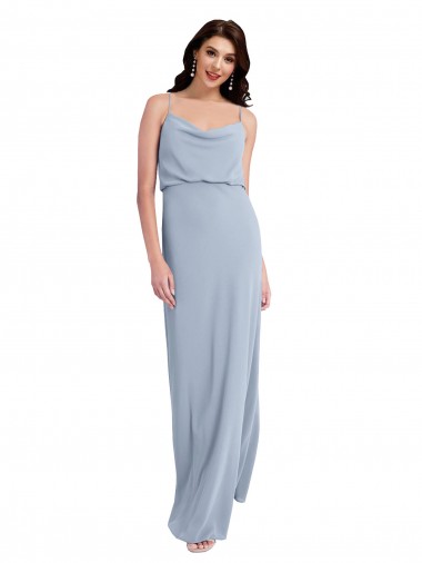 Bleu fumée Fourreau Bretelles spaghetti Crêpe Stretch Longue Formelles Robes demoiselle d'honneur / Robes de soirée / Robes de bal Prix Réduit