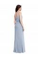 Bleu fumée Fourreau Bretelles spaghetti Crêpe Stretch Longue Formelles Robes demoiselle d'honneur / Robes de soirée / Robes de bal Prix Réduit