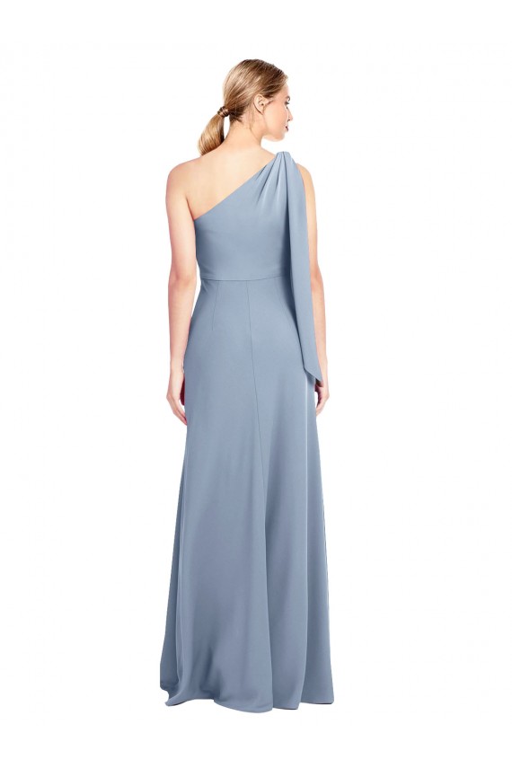 Bleu fumée Fourreau Crêpe Stretch Longue Formelles Robes demoiselle d'honneur / Robes de soirée / Robes de bal Prix Réduit