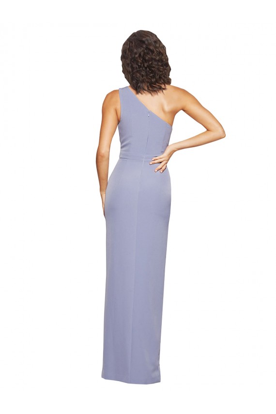 Bleu fumée Fourreau Crêpe Stretch Longue Formelles Robes demoiselle d'honneur / Robes de soirée / Robes de bal Prix Réduit