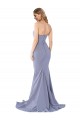Bleu fumée Sirène Sans bretelle Crêpe Stretch Longue Formelles Robes demoiselle d'honneur / Robes de soirée / Robes de bal Prix Réduit