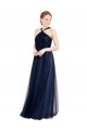 Bleu marine 21 Trapèze Licou Tulle Longue Robes demoiselle d'honneur Prix Réduit