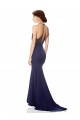 Bleu marine Sirène Licou Col Haut Crêpe Stretch Longue Formelles Robes demoiselle d'honneur / Robes de soirée / Robes de bal Prix Réduit