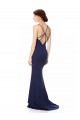 Bleu marine Sirène Licou Col Haut Crêpe Stretch Longue Formelles Robes demoiselle d'honneur / Robes de soirée / Robes de bal Prix Réduit