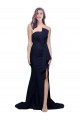 Bleu marine foncé Fourreau Sans bretelle Balayage train Crêpe Stretch Longue Robes demoiselle d'honneur / Robes de bal Prix Réduit