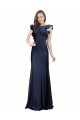 Bleu marine foncé Sirène Bateau Crêpe Stretch Longue Robes demoiselle d'honneur / Robes de bal Prix Réduit