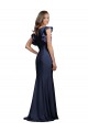 Bleu marine foncé Sirène Bateau Crêpe Stretch Longue Robes demoiselle d'honneur / Robes de bal Prix Réduit