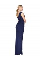 Bleu marine foncé Sirène Col V Mousseline Longue Formelles Robes demoiselle d'honneur / Robes de soirée / Robes de bal Prix Réduit