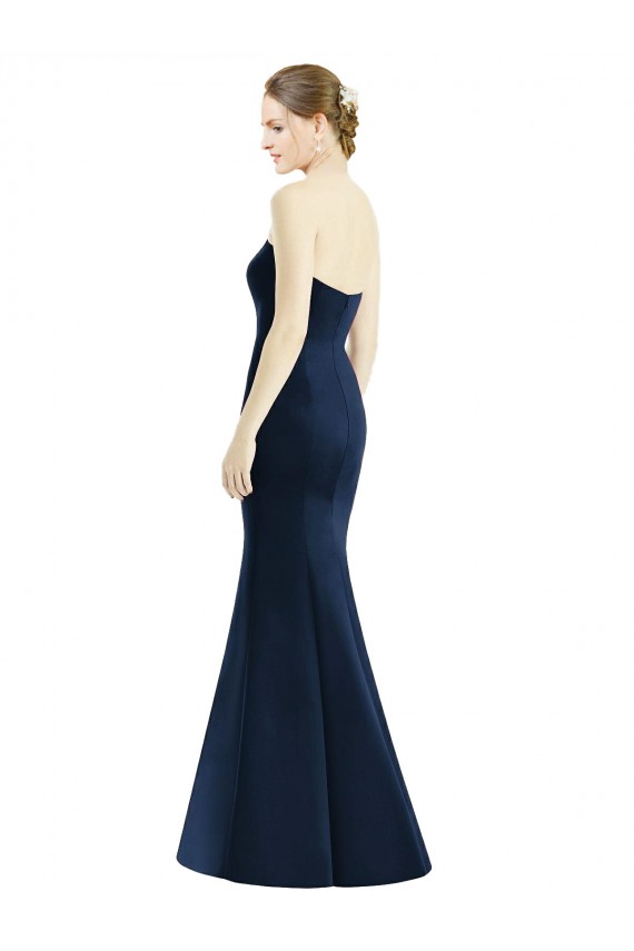 Bleu marine foncé Sirène Satiné Longue Robes demoiselle d'honneur Prix Réduit