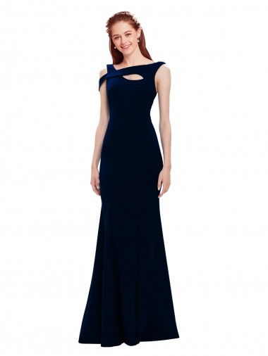 Bleu marine foncé Sirène Épaule Dénudée Crêpe Stretch Longue Formelles Robes demoiselle d'honneur / Robes de soirée / Robes de bal Prix Réduit