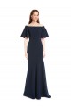 Bleu marine foncé Sirène Épaule Dénudée Crêpe Stretch Longue Formelles Robes demoiselle d'honneur / Robes de soirée / Robes de bal Prix Réduit