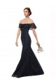 Bleu marine foncé Sirène Épaule Dénudée Dentelle Longue Robes demoiselle d'honneur / Robes de bal Prix Réduit